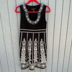 INC Black and Silver Embroidered Dress